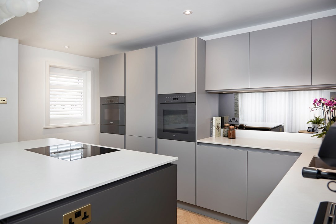 Light grey kitchen cabinets