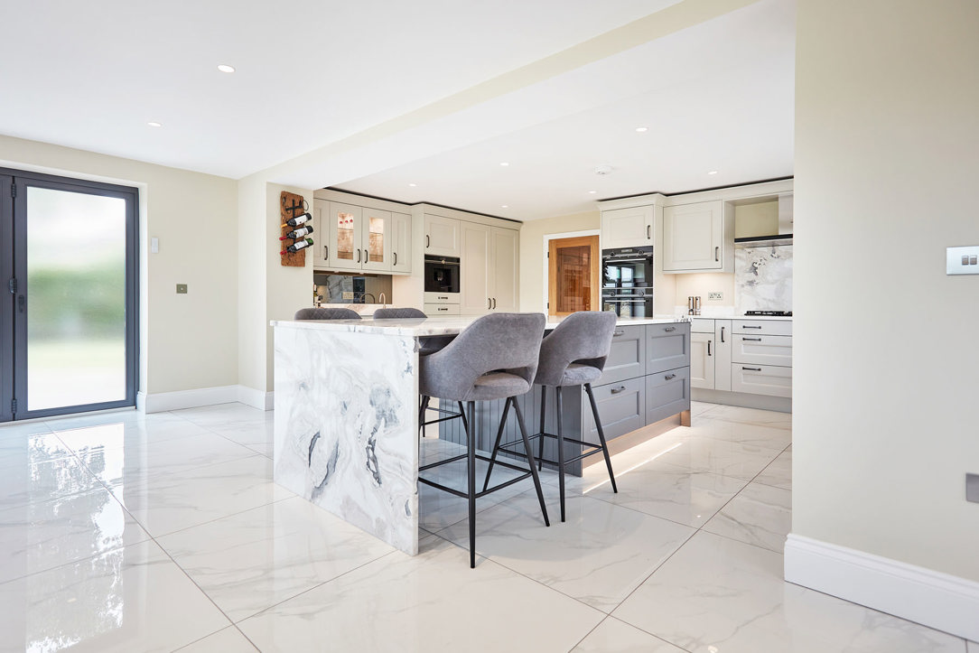 Grey and cream shaker kitchen fitted in Bardsey