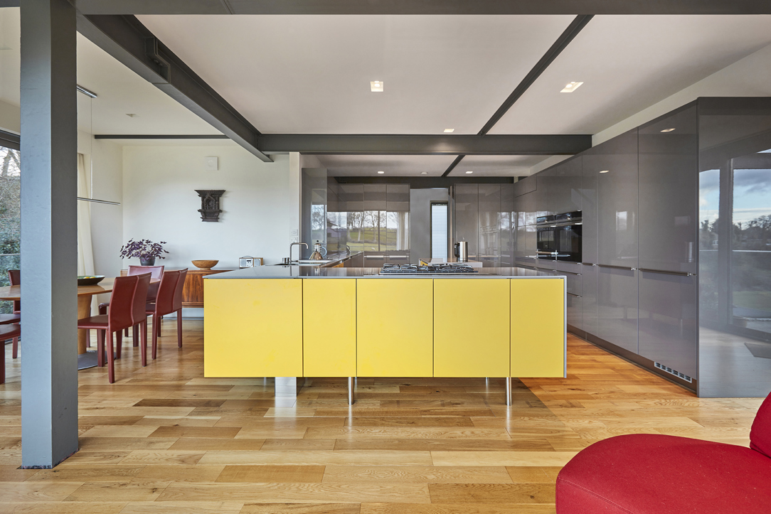 yellow kitchen island