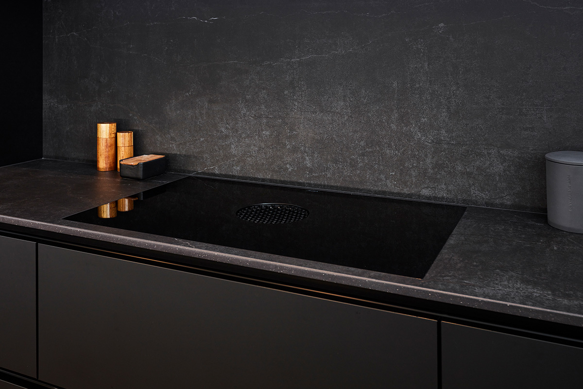 Bore X Pure Hob in a matter of black kitchen in Menston, Leeds