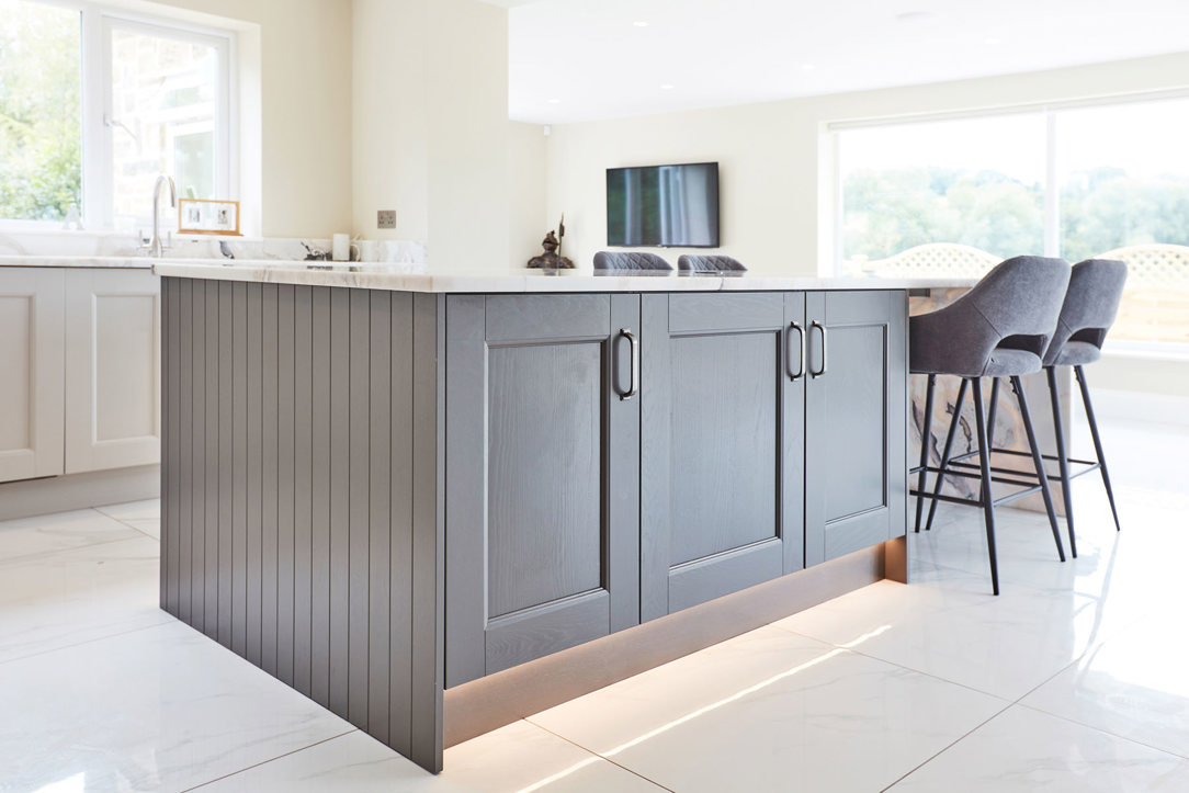 Grey shaker kitchen island