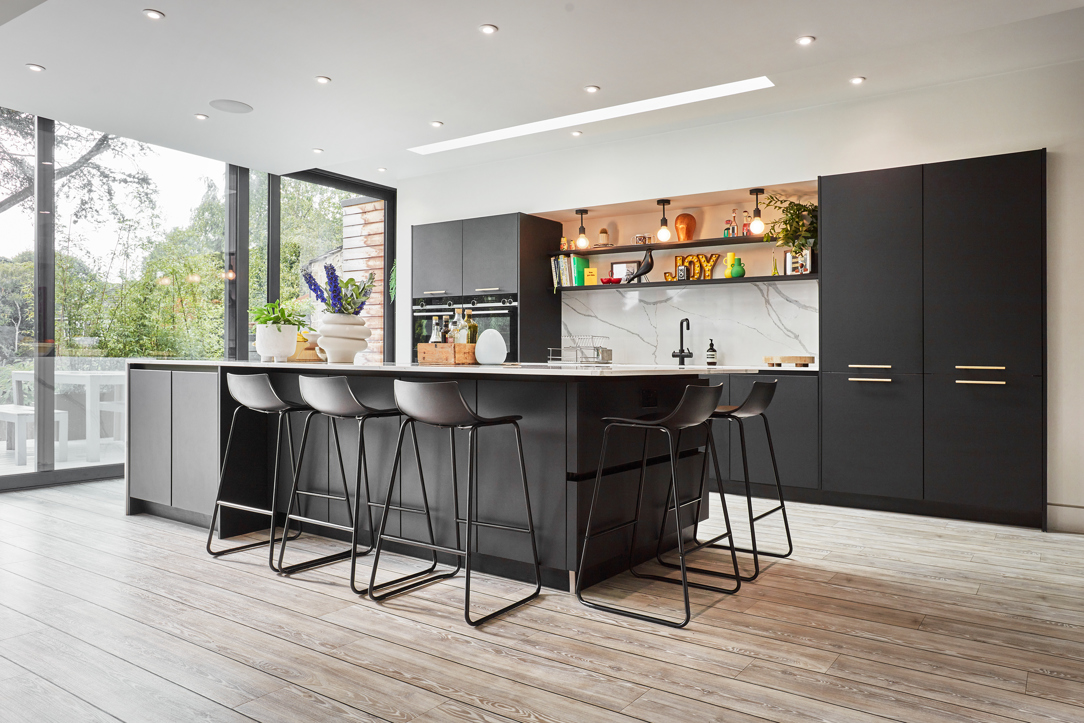 Matt black kitchen cabinets